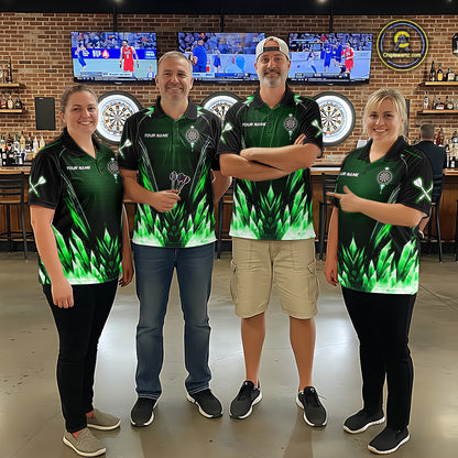 Personalized Green Dartboard Icy Darts Polo & 1/4 Zip Custom Dart Shirt For Men, Darts Team Jersey TDM5717