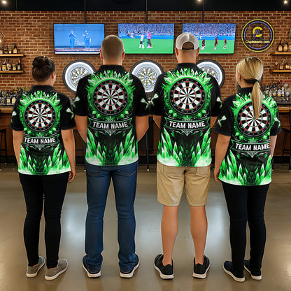 Personalized Green Dartboard Icy Darts Polo & 1/4 Zip Custom Dart Shirt For Men, Darts Team Jersey TDM5717