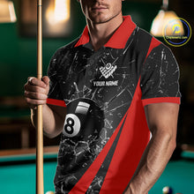 Load image into Gallery viewer, Black And Red Glass Break 8 Ball Billiard Shirt For Men Custom Pool Team Jersey Polo &amp; 1/4 Zip TDM6324