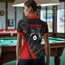 Load image into Gallery viewer, Black And Red Glass Break 8 Ball Billiard Shirt For Women Custom Pool Team Jersey Polo &amp; 1/4 Zip TDM6324
