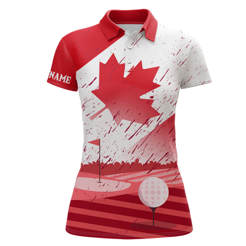 Womens Golf Polo Shirts Custom Canadian Flag, Patriotic Golf Canada Shirt For Team Golfer, Golf Gift TDM2492