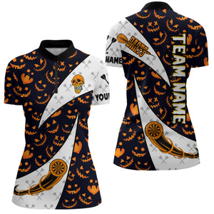 Personalized Funny Pumpkin Pattern Halloween Darts Shirts For Women, Halloween Gifts For Darts Lover TDM2735