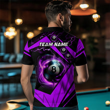 Load image into Gallery viewer, Purple 8 Ball Pool Billiard Jersey Men Quarter-Zip Shirt Custom Team League Billiard Shirt TDM1448