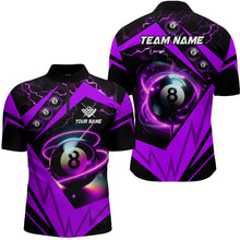 Load image into Gallery viewer, Purple 8 Ball Pool Billiard Jersey Men Quarter-Zip Shirt Custom Team League Billiard Shirt TDM1448