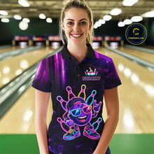 Load image into Gallery viewer, Funny Neon Bowling Ball Polo &amp; Quarter Zip Shirt For Men Custom Bowling Team Shirt, Bowling Jersey TDM6519