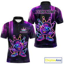 Load image into Gallery viewer, Funny Neon Bowling Ball Polo &amp; Quarter Zip Shirt For Men Custom Bowling Team Shirt, Bowling Jersey TDM6519
