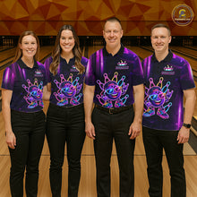 Load image into Gallery viewer, Funny Neon Bowling Ball Polo &amp; Quarter Zip Shirt For Men Custom Bowling Team Shirt, Bowling Jersey TDM6519