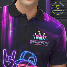 Load image into Gallery viewer, Funny Neon Bowling Ball Polo &amp; Quarter Zip Shirt For Men Custom Bowling League Team Jersey TDM6520