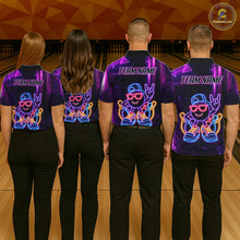 Load image into Gallery viewer, Funny Neon Bowling Ball Polo &amp; Quarter Zip Shirt For Men Custom Bowling League Team Jersey TDM6520