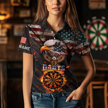Load image into Gallery viewer, American Flag 3D Dartboard Fire Flame Custom Eagle Darts Shirt For Women, Patriotic Darts Team Jersey TDM1828