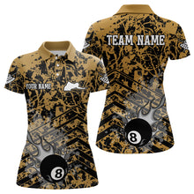 Load image into Gallery viewer, Personalized Flame 8 Ball Custom Yellow Camo Abstract Billiard Shirt For Women, Pool Billiard Jerseys TDM2987