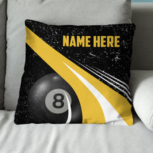 Load image into Gallery viewer, Personalized Grunge Yellow Black Billiard Pillows, Best 8 Ball Pillows TDM0910