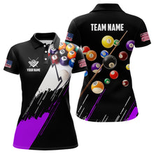 Load image into Gallery viewer, Personalized Black Purple 3D Pool Balls Billiard Shirts For Women Custom Team 8 Ball Billiard Jerseys TDM3576