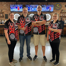 Load image into Gallery viewer, Black And Red Flaming Smoke Darts Shirt For Men Custom Darts Jersey Team Polo &amp; 1/4 Zip TDM6095