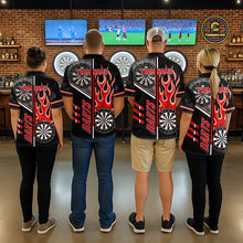 Load image into Gallery viewer, Black And Red Flaming Smoke Darts Shirt For Men Custom Darts Jersey Team Polo &amp; 1/4 Zip TDM6095