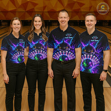 Load image into Gallery viewer, Neon Funny Shark Bowling Jersey Polo &amp; 1/4 Zip For Women Custom Bowling Team Jersey, Bowling Uniform TDM6360