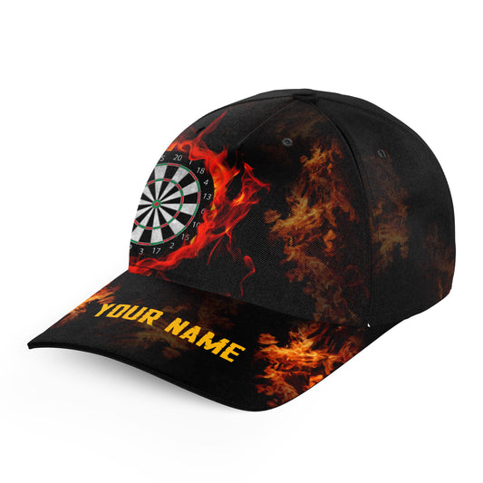 Personalized Fire Flame Dartboard 3D Printed Darts Hat, Custom Adjustable Baseball Darts Caps TDM1626
