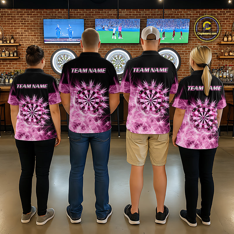 Pink Icy Light Darts Polo & Quarter Zip Shirts For Men Custom Dart Shirts For Team Darts Jerseys TDM7270