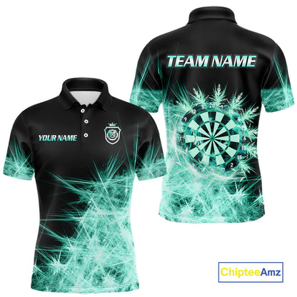 Teal Icy Light Darts Polo & Quarter Zip Shirts For Men Custom Dart Shirts For Team Darts Jerseys TDM7271