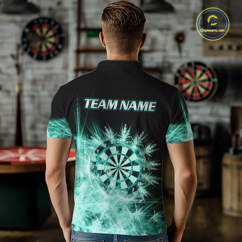 Teal Icy Light Darts Polo & Quarter Zip Shirts For Men Custom Dart Shirts For Team Darts Jerseys TDM7271