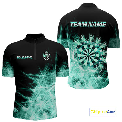 Teal Icy Light Darts Polo & Quarter Zip Shirts For Men Custom Dart Shirts For Team Darts Jerseys TDM7271