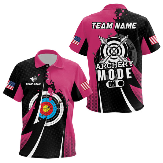 Personalized Pink Jerseys Archery Mode On Polo Shirts For Kid, Valentine Archery Sport Shirts  TDM0929