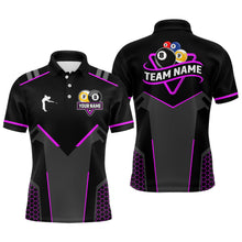 Load image into Gallery viewer, Personalized Billiard 8 Ball &amp; 9 Ball Pool Polo, 1/4 Zip For Men Custom Team Billiard Jersey|Purple TDM3582