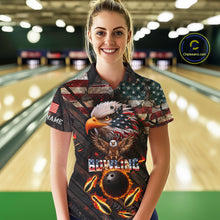 Load image into Gallery viewer, Vintage American Flag Bowling Shirt For Women Custom Eagle Bowling Team Jersey Polo &amp; 1/4 Zip TDM6107