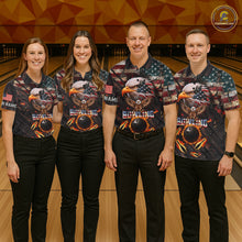 Load image into Gallery viewer, Vintage American Flag Bowling Shirt For Women Custom Eagle Bowling Team Jersey Polo &amp; 1/4 Zip TDM6107