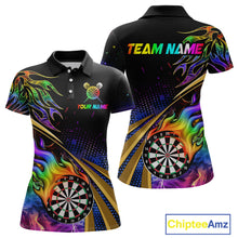 Load image into Gallery viewer, Personalized Colorful Flame Darts Shirt For Women Custom Darts League Team Jerseys Polo &amp; 1/4 Zip TDM4215