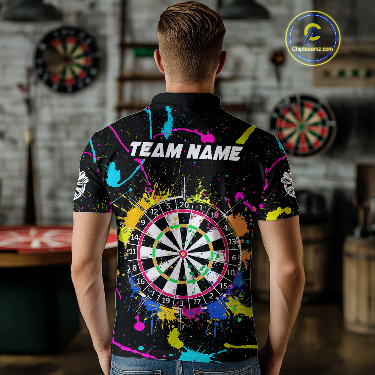 Funny Colorful Paint Darts Jersey For Men Custom Polo & Quarter Zip Darts Team Shirts Outfit TDM4602