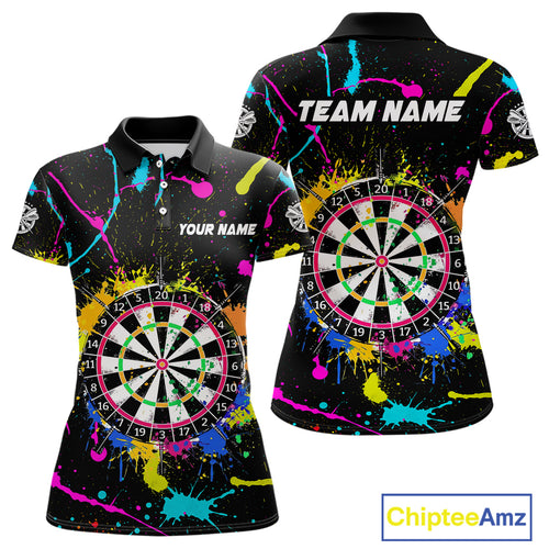 Funny Colorful Paint Darts Jersey For Women Custom Polo & Quarter Zip Darts Team Shirts Outfit TDM4602