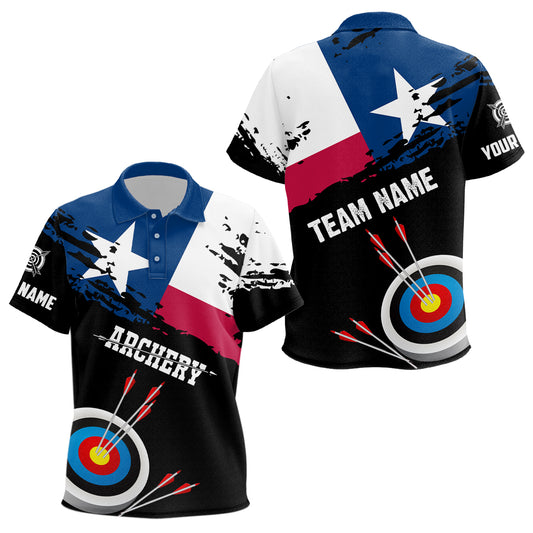 Custom Grunge Texas Archery Kid Polo Shirts, Texas Flag Shirts For Archers, Archery 3d Target Shirt TDM0937