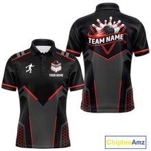 Load image into Gallery viewer, Personalized Bowling Jersey For Men Custom Black And Red Bowling Team Shirt Polo &amp; 1/4 Zip TDM6116