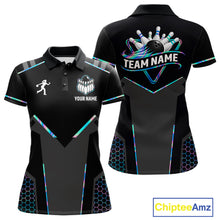 Load image into Gallery viewer, Personalized Holographic Bowling Jersey For Women Custom Bowling Team Shirts Polo &amp; Quarter Zip TDM6118