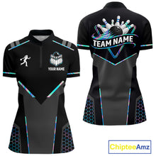 Load image into Gallery viewer, Personalized Holographic Bowling Jersey For Women Custom Bowling Team Shirts Polo &amp; Quarter Zip TDM6118