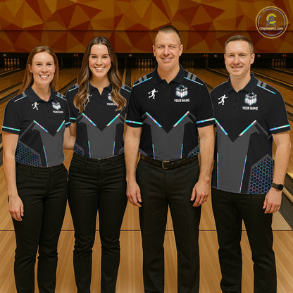 Personalized Holographic Bowling Jersey For Men Custom Bowling Team Shirts Polo & Quarter Zip TDM6118
