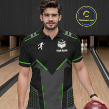 Load image into Gallery viewer, Personalized Bowling Jersey For Men, Custom Black And Green Bowling Team Shirt Polo &amp; 1/4 Zip TDM6546