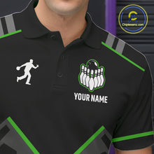 Load image into Gallery viewer, Personalized Bowling Jersey For Men, Custom Black And Green Bowling Team Shirt Polo &amp; 1/4 Zip TDM6546