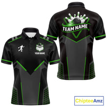 Load image into Gallery viewer, Personalized Bowling Jersey For Men, Custom Black And Green Bowling Team Shirt Polo &amp; 1/4 Zip TDM6546