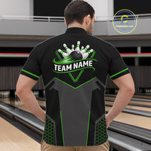 Load image into Gallery viewer, Personalized Bowling Jersey For Men, Custom Black And Green Bowling Team Shirt Polo &amp; 1/4 Zip TDM6546