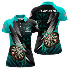 Load image into Gallery viewer, Personalized Turquoise Black Darts Polo &amp; 1/4 Zip Custom Cool Dart Shirts For Women Dart Jerseys TDM3014