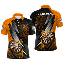 Load image into Gallery viewer, Personalized Orange Black Darts Polo &amp; 1/4 Zip Shirts Custom Dart Shirts For Men Dart Jerseys TDM3015