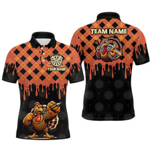 Load image into Gallery viewer, Personalized Orange Black Funny Turkey Pumpkin Dart Shirts For Men, Thanksgiving Dart Jerseys Gift TDM3016