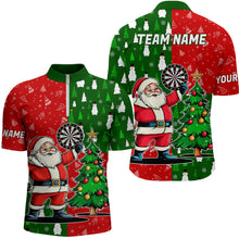 Load image into Gallery viewer, Red And Green Darts Santa Christmas Polo &amp; Quarter-Zip Shirts For Men Custom Funny Xmas Dart Shirts TDM3021