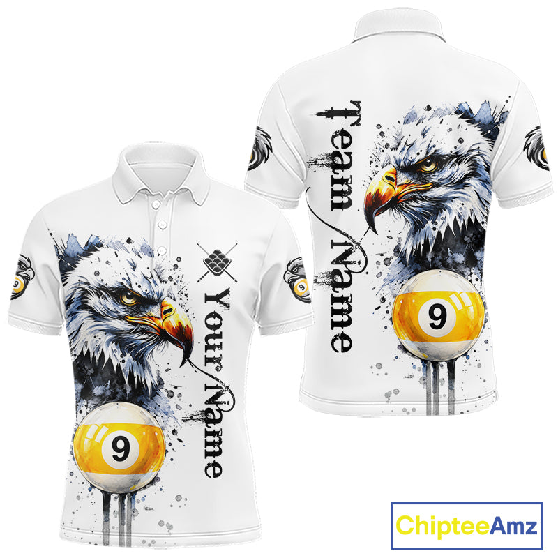 Personalized Eagle 9 Ball Pool Watercolor Billiard Shirts For Men, 9 Ball Billiard Team Jersey TDM7296