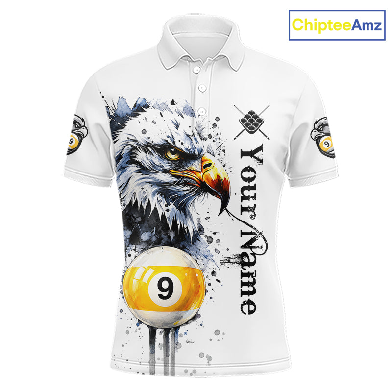 Personalized Eagle 9 Ball Pool Watercolor Billiard Shirts For Men, 9 Ball Billiard Team Jersey TDM7296