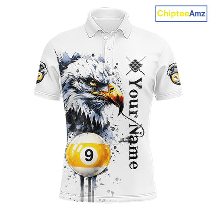 Personalized Eagle 9 Ball Pool Watercolor Billiard Shirts For Men, 9 Ball Billiard Team Jersey TDM7296