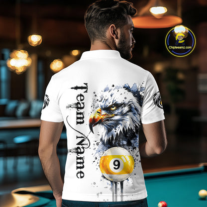 Personalized Eagle 9 Ball Pool Watercolor Billiard Shirts For Men, 9 Ball Billiard Team Jersey TDM7296