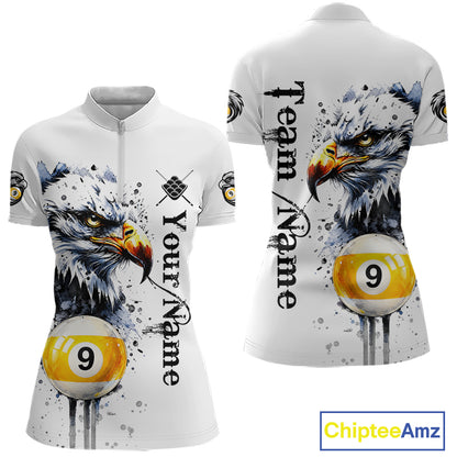 Personalized Eagle 9 Ball Pool Watercolor Billiard Shirts For Women, 9 Ball Billiard Team Jersey TDM7296